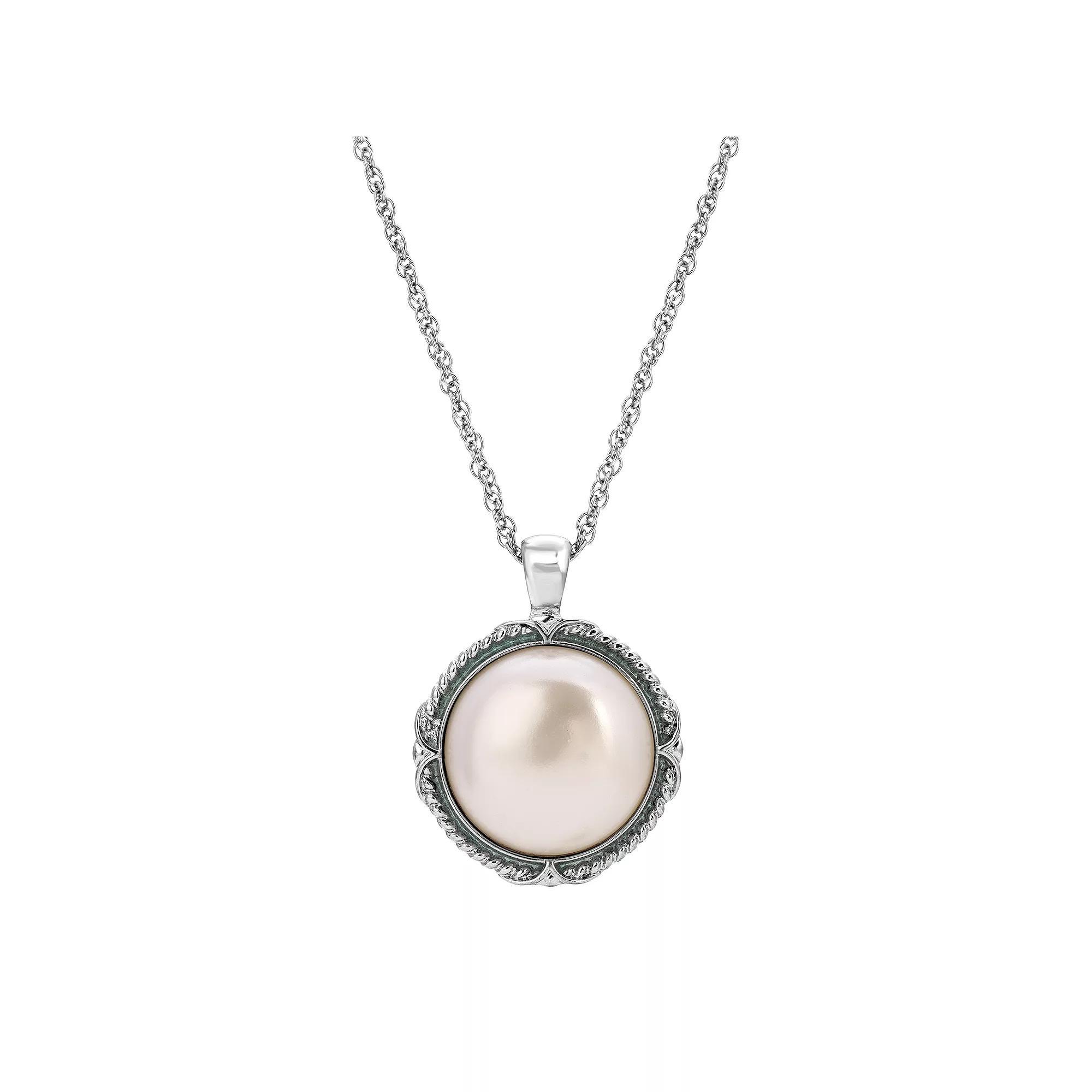 1928 Round Stone Pendant Necklace, Womens, White Product Image