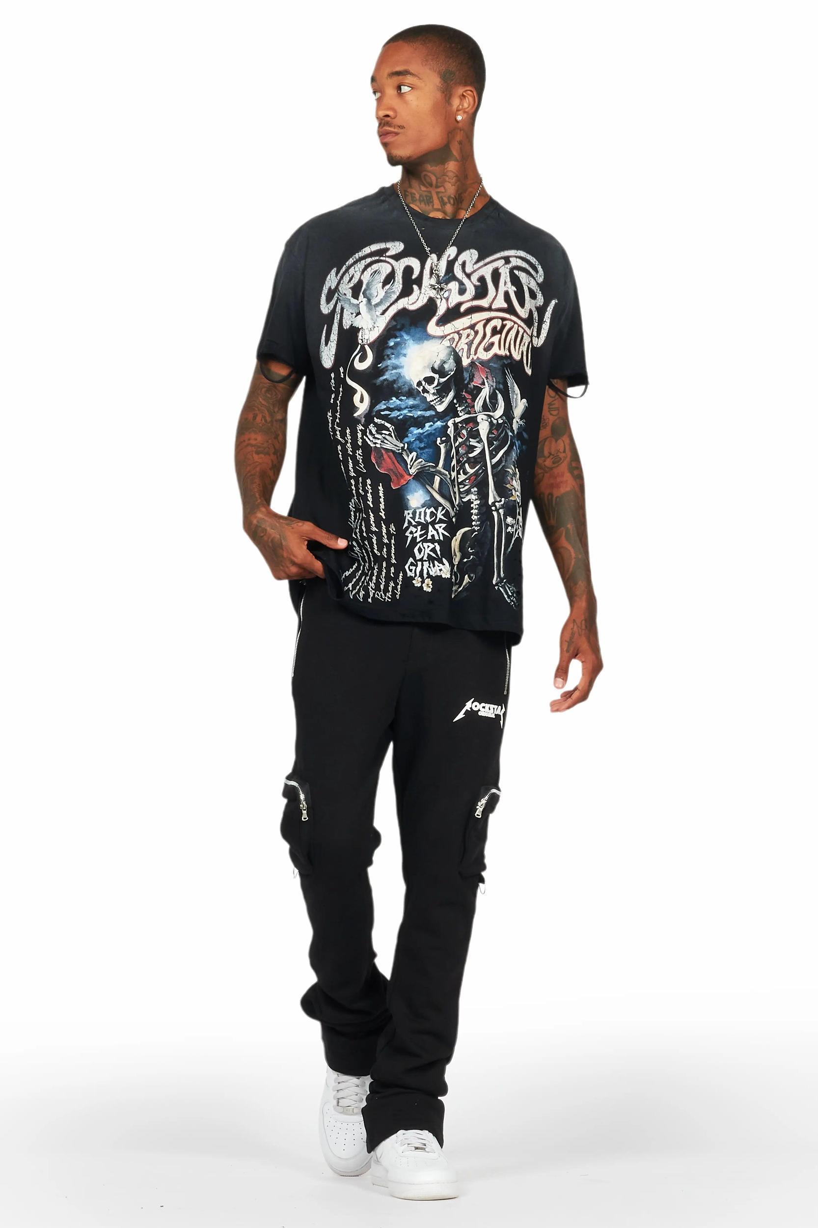 Colin Black Stacked Flare Trackpant Male Product Image