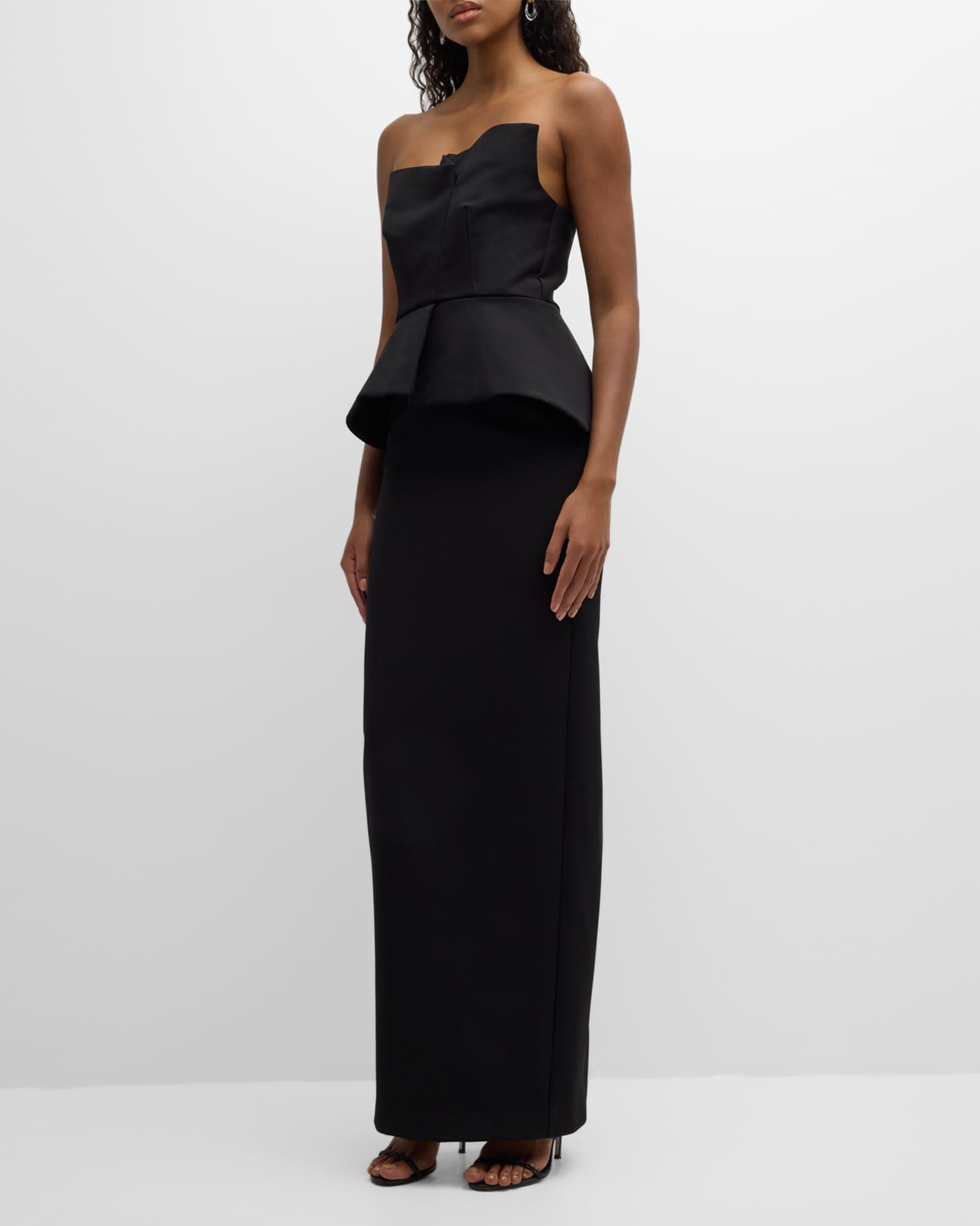 Strapless Crepe Gown with Gathered Bodice Product Image