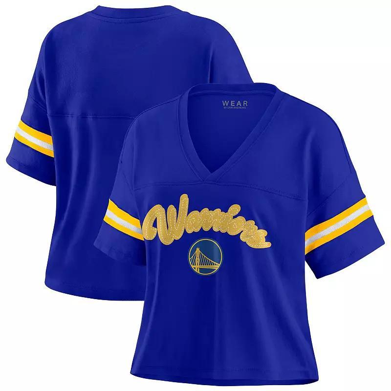 Women's WEAR by Erin Andrews Navy Memphis Grizzlies Color Block Boxy V-Neck T-Shirt, Size: Medium, Grz Blue Product Image