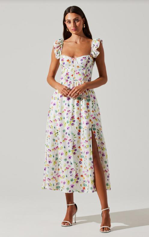 FINAL SALE ASTR the Label | Wedelia Dress | Cream Purple Floral Product Image