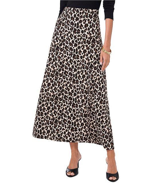 Vince Camuto Leopard Knit High Rise A-Line Maxi Skirt Product Image