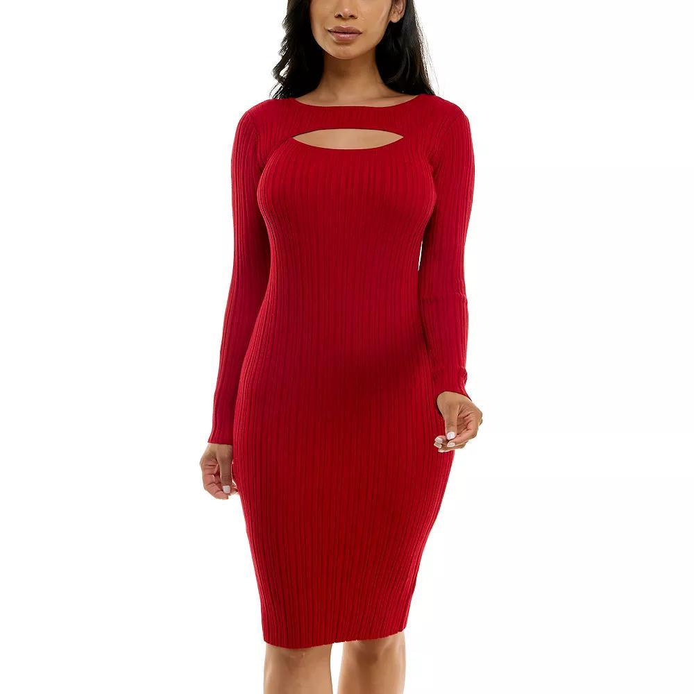 Women's Nina Leonard Ribbed Midi Sweater Dress, Size: XL, Red Product Image