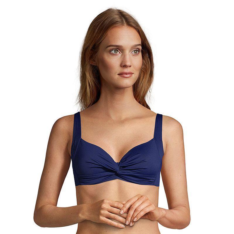 Women's Lands' End Twist-Front Underwire DD-Cup Bikini Top, Size: 10 Dd, Black Product Image