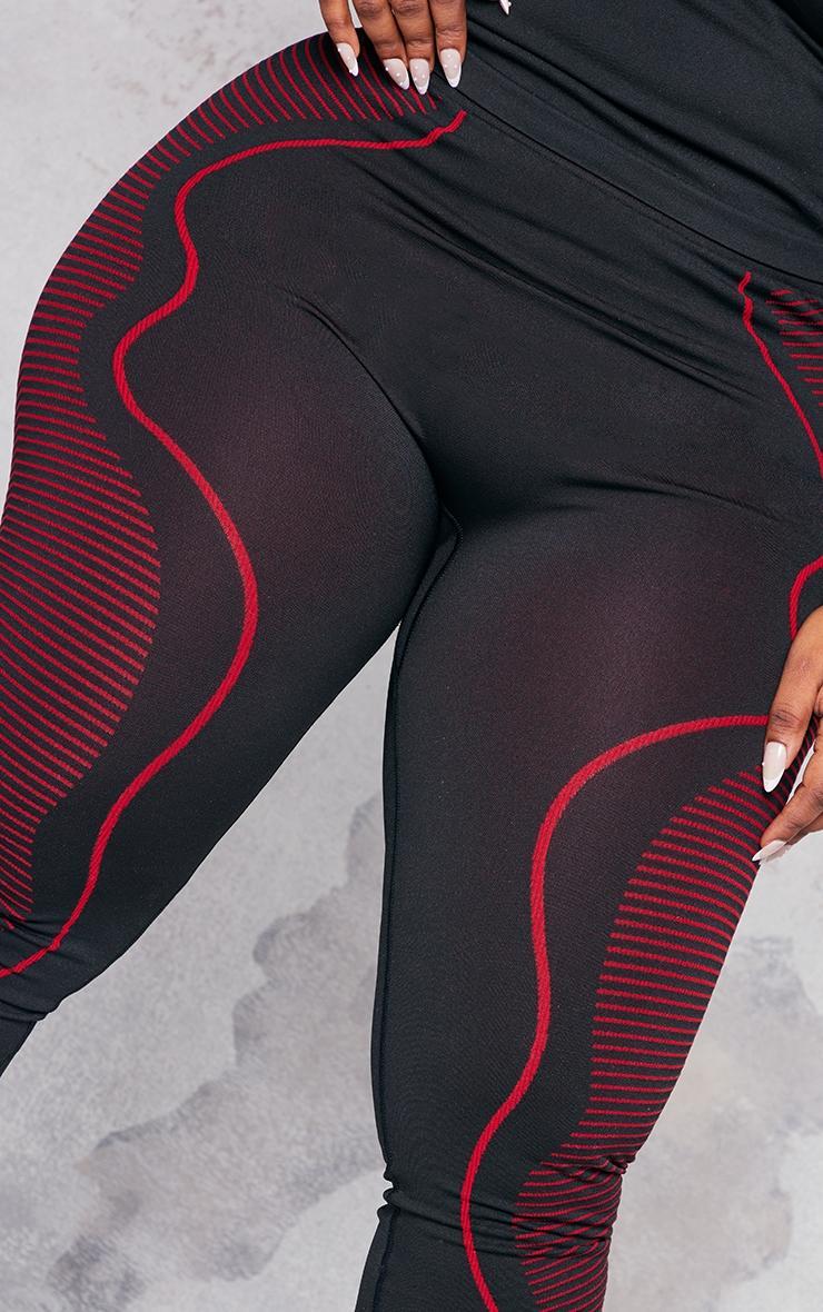 Plus Black Line Detail Sports Leggings Product Image
