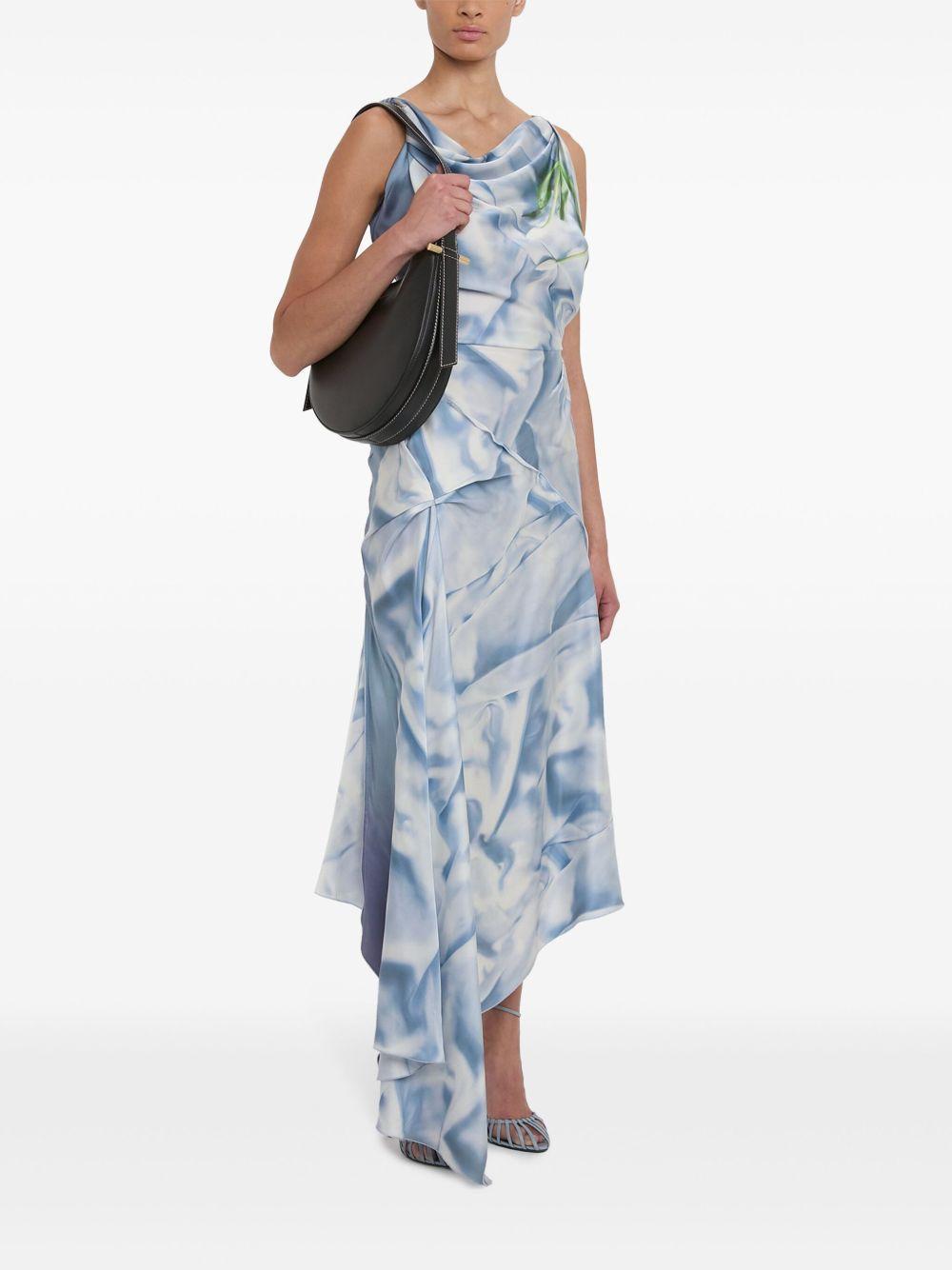 draped asymmetric midi dress Product Image
