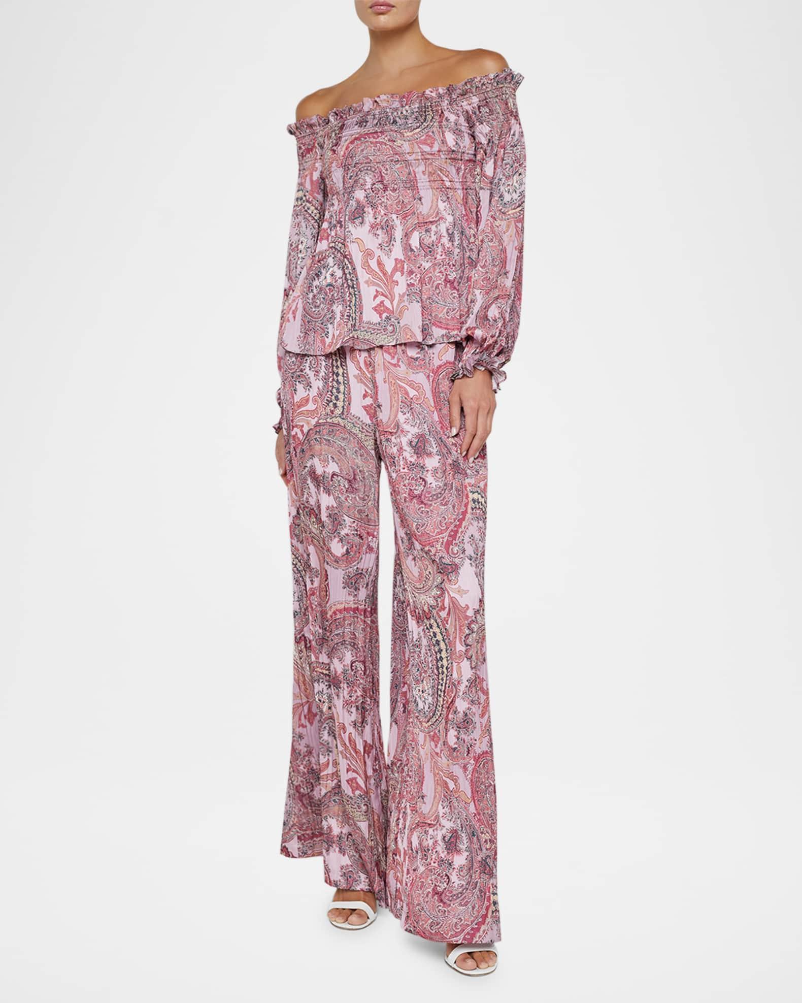 Ariela Paisley Off-Shoulder Blouse Product Image