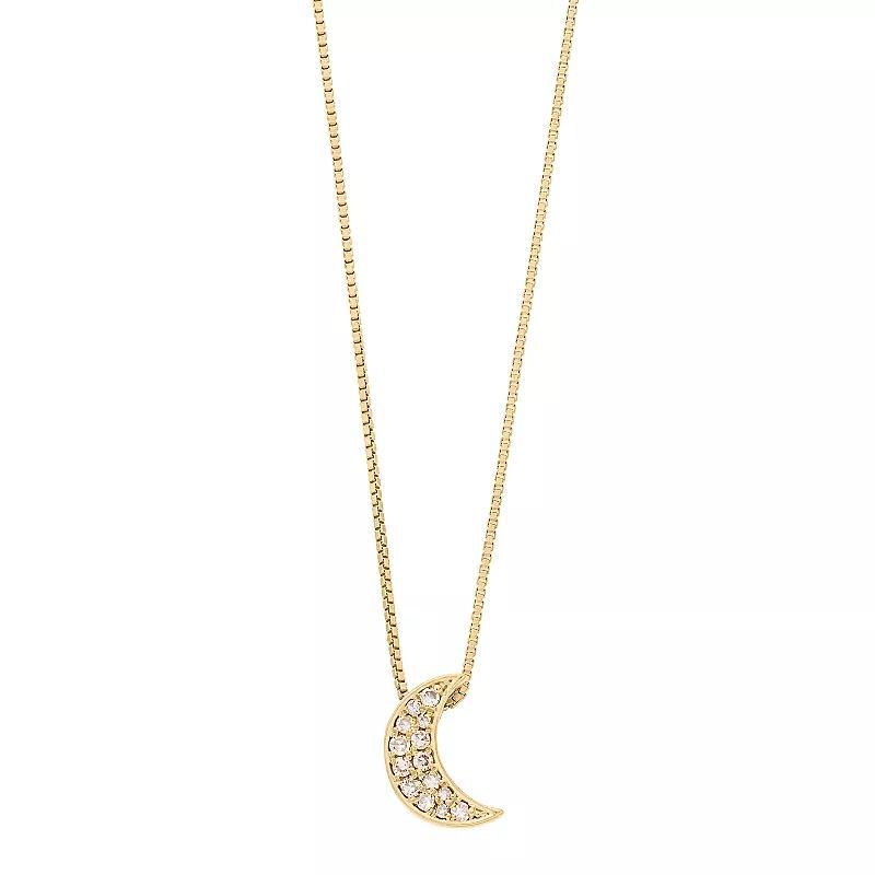Gemminded 18k Gold Over Silver 1/10 Carat T.W. Diamond Crescent Moon Pendant Necklace, Women's, Size: 18", Yellow Product Image