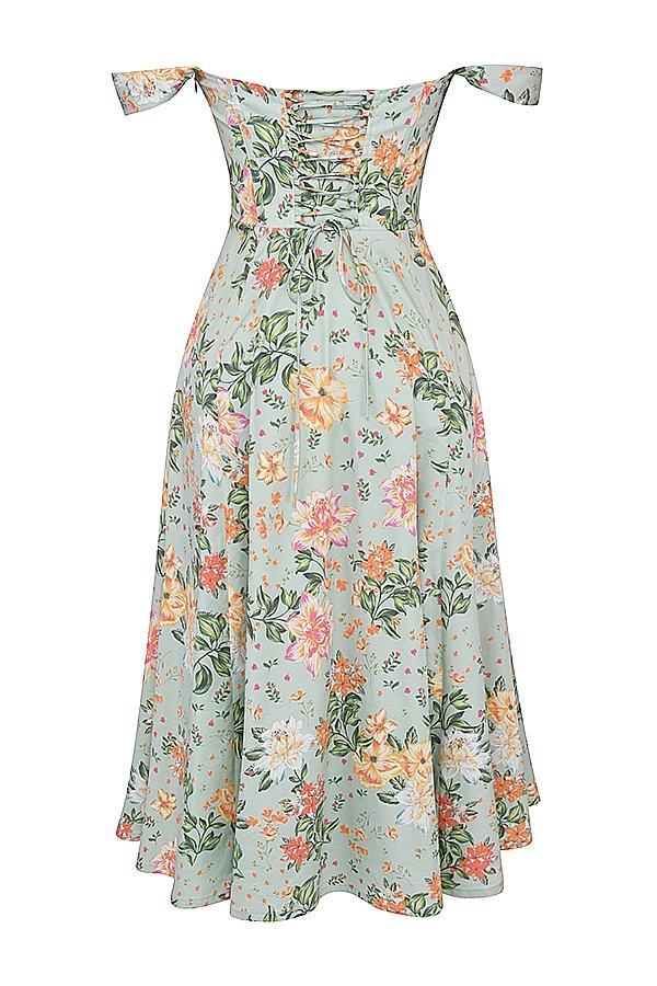 Saira Light Jade Print Midi Sundress Product Image