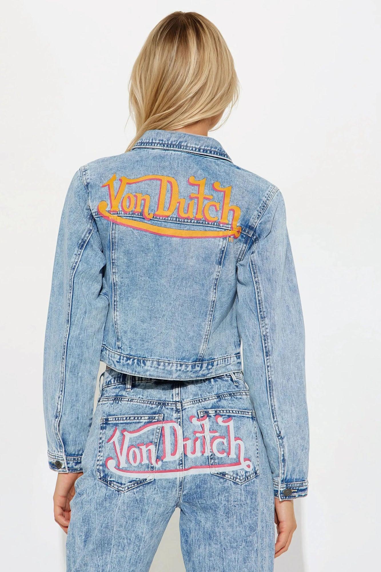 Von Dutch Tie Front Denim Jacket - Light Wash Product Image