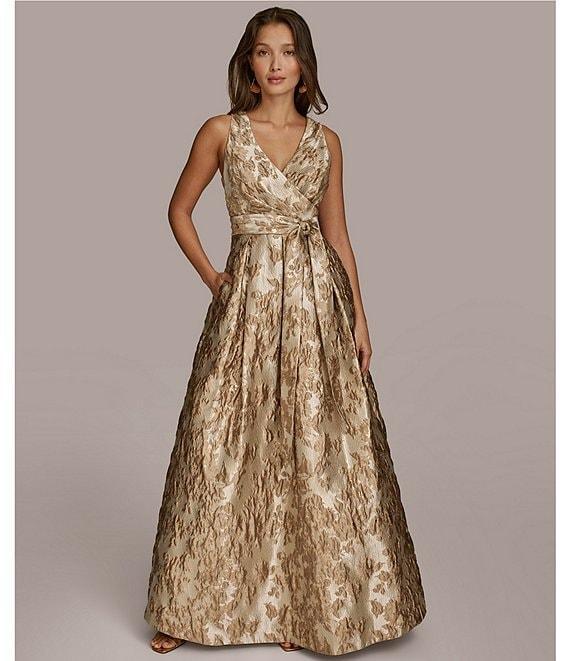 Donna Karan V-Neck Novelty Brocade Ball Gown Product Image