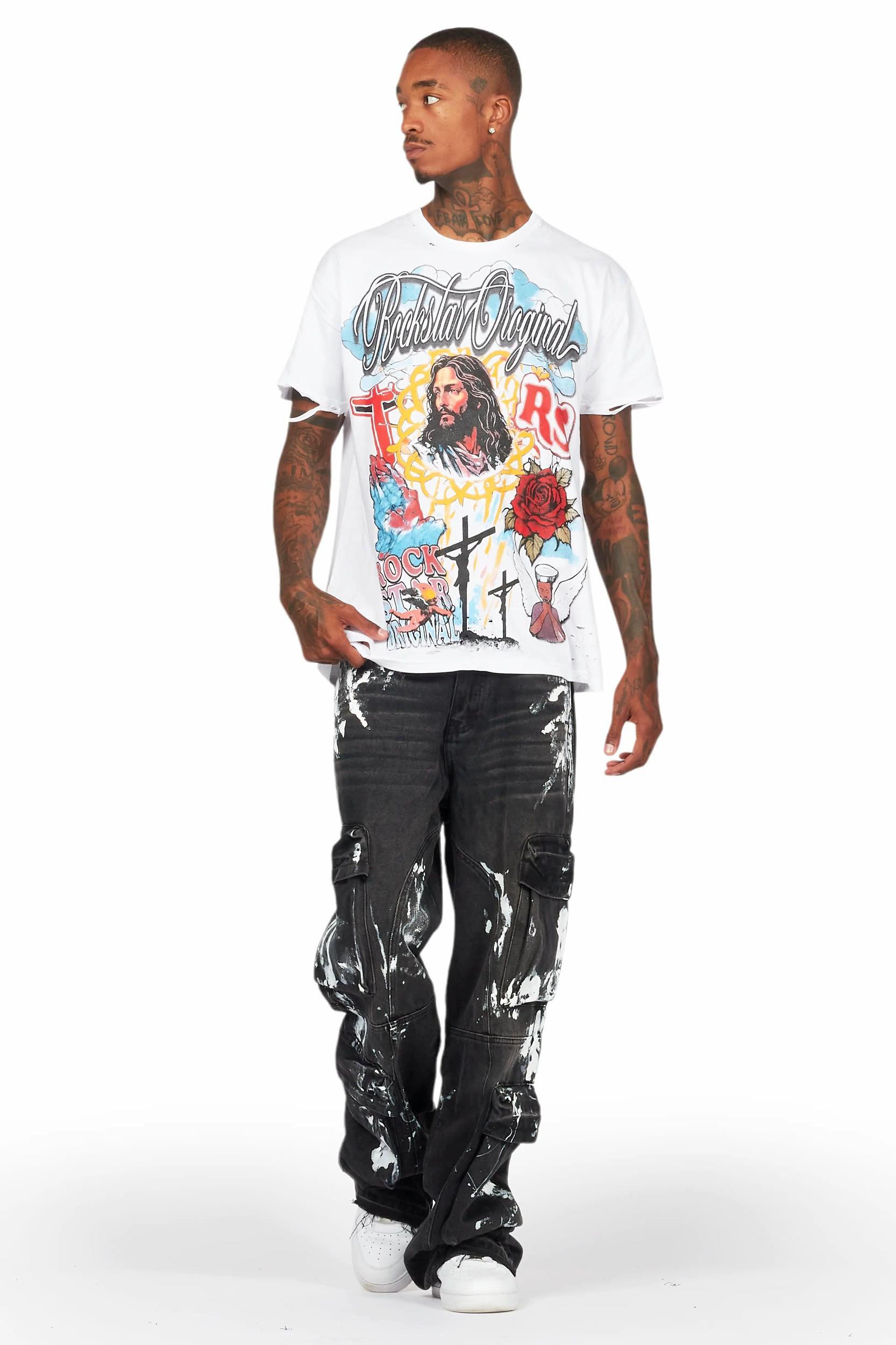 Alary Painter Black Baggy Fit Cargo Jean Male Product Image