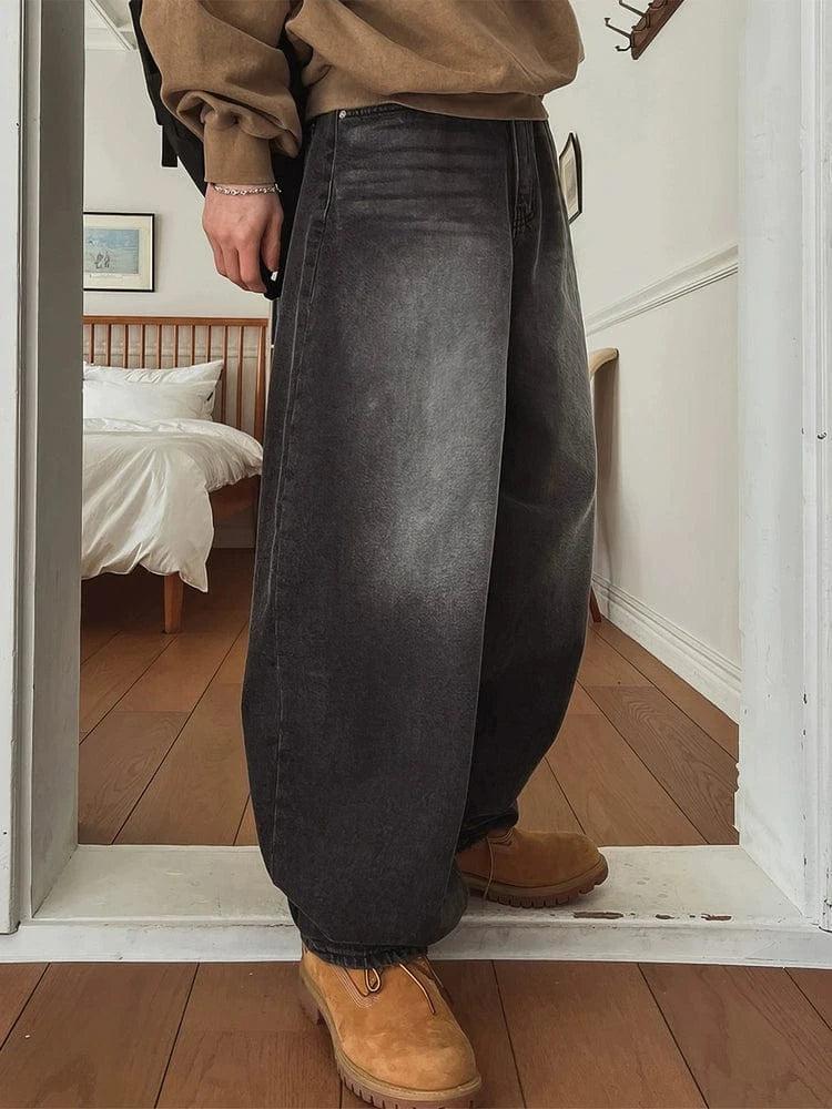 RT No. 19017 BLACK WASHED STRAIGHT DENIM JEANS Product Image