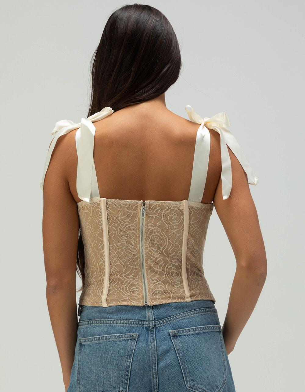 WEST OF MELROSE Womens Lace Corset Top - CREAM Product Image