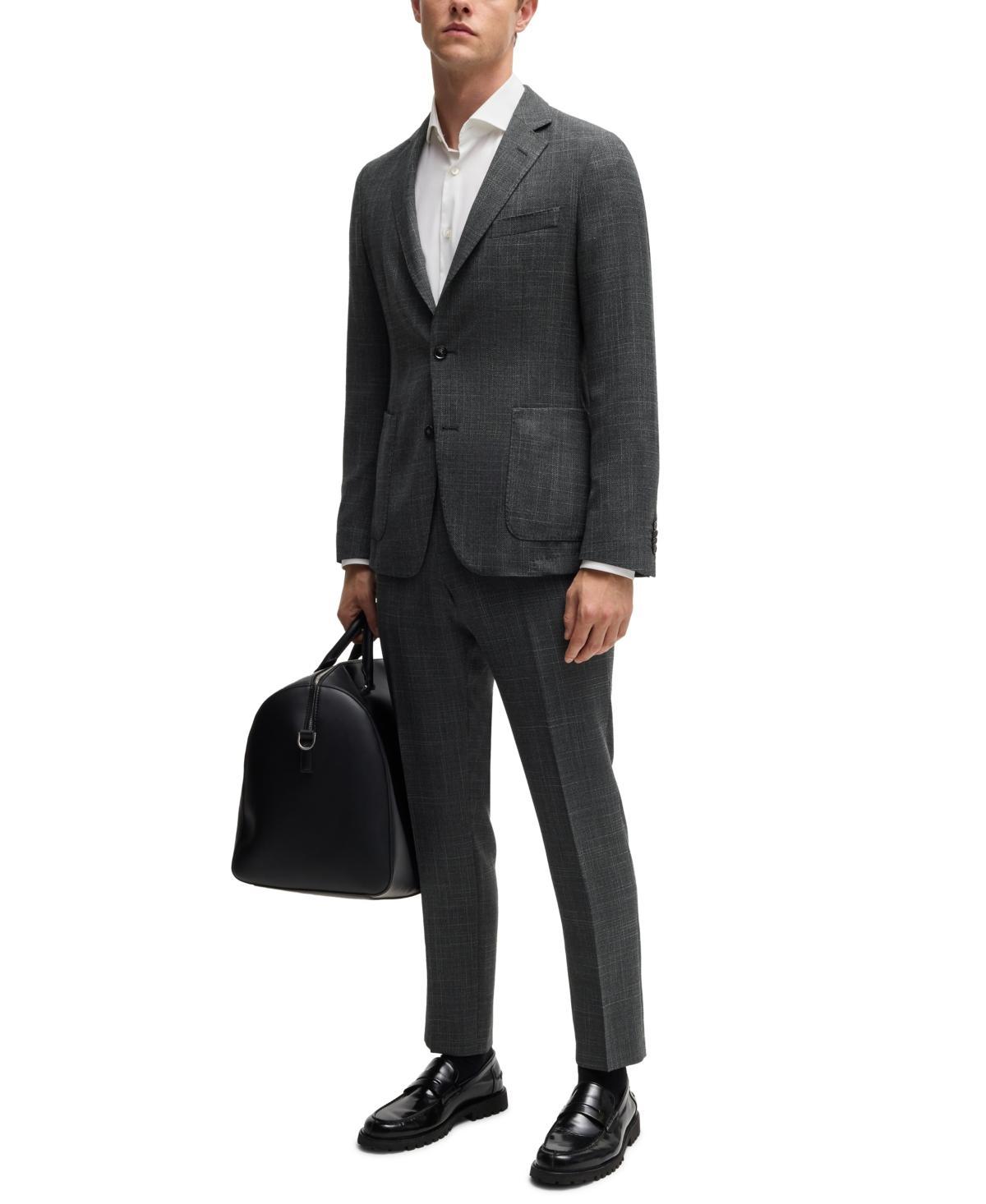 HUGO BOSS Boss By  Men's Micro-patterned Slim-fit Jacket In Open Gray Product Image