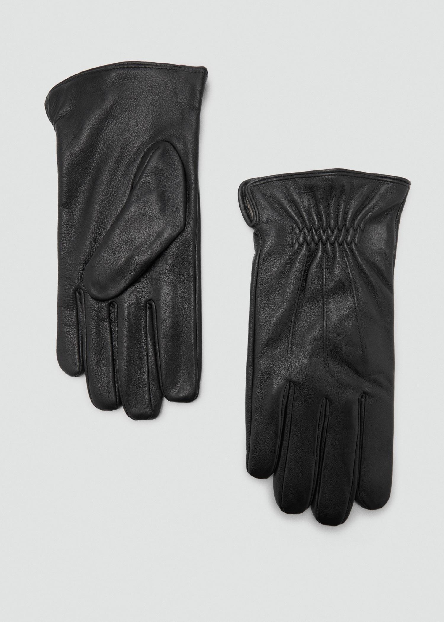 100% leather gloves with ruffled detail - Men | MANGO USA Product Image