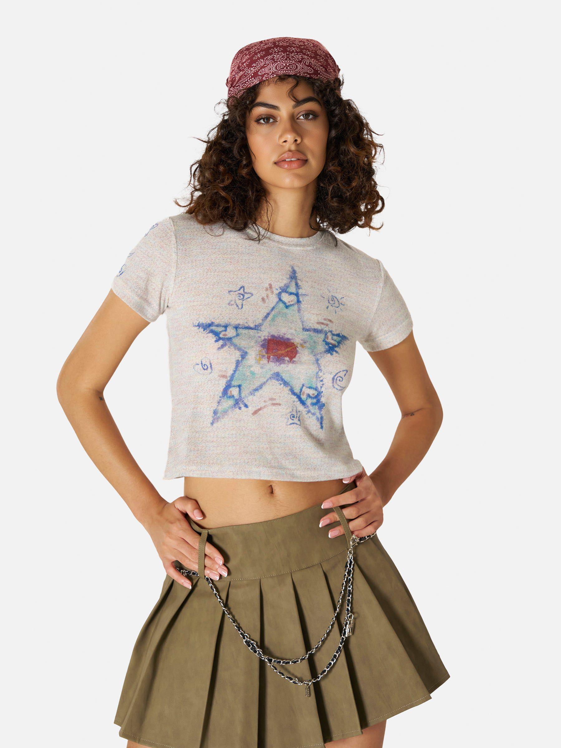 Aelfric Eden Star Print Cropped Knit Tee Female Product Image