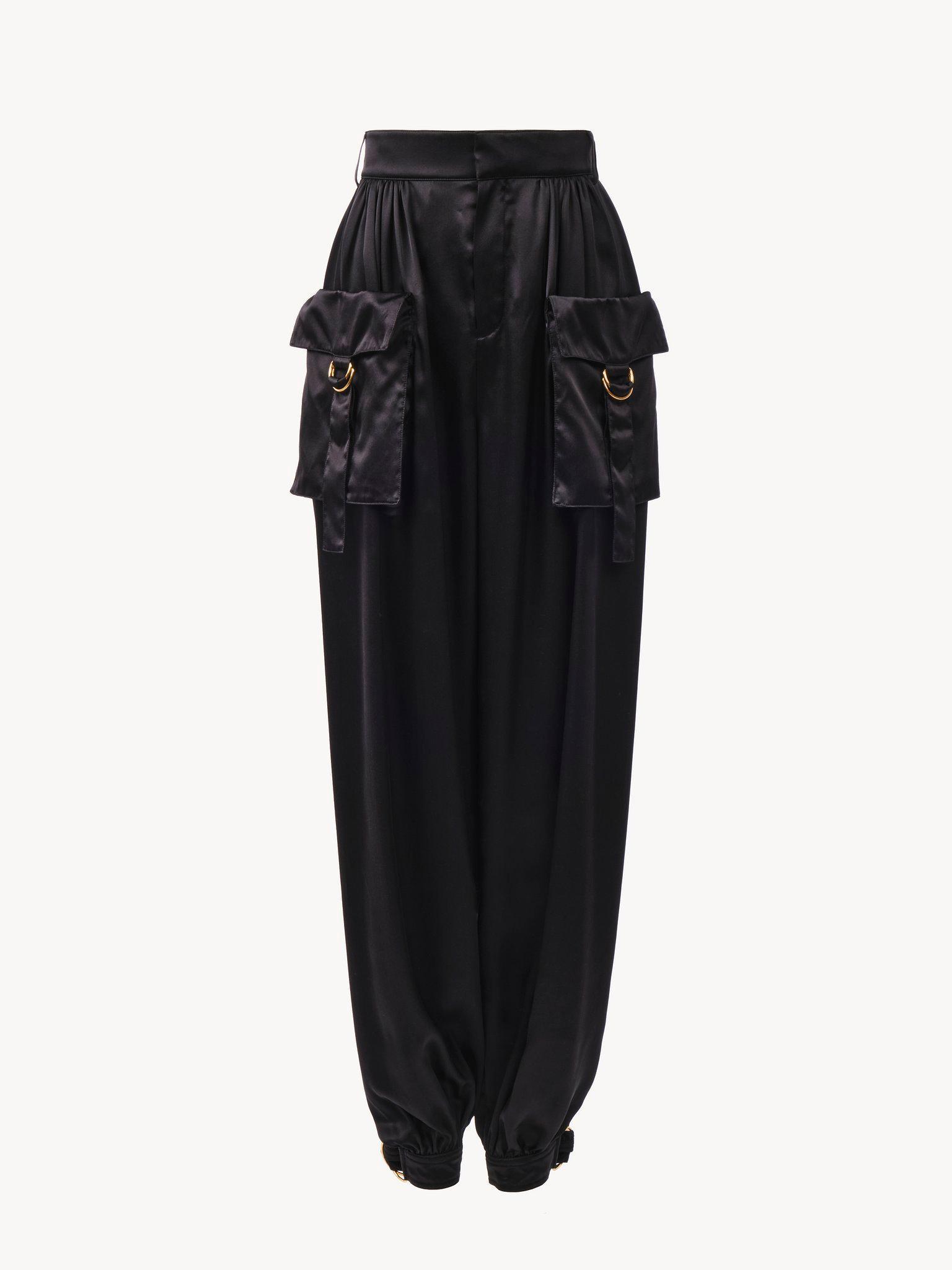 Fluid cargo pants in silk satin Product Image