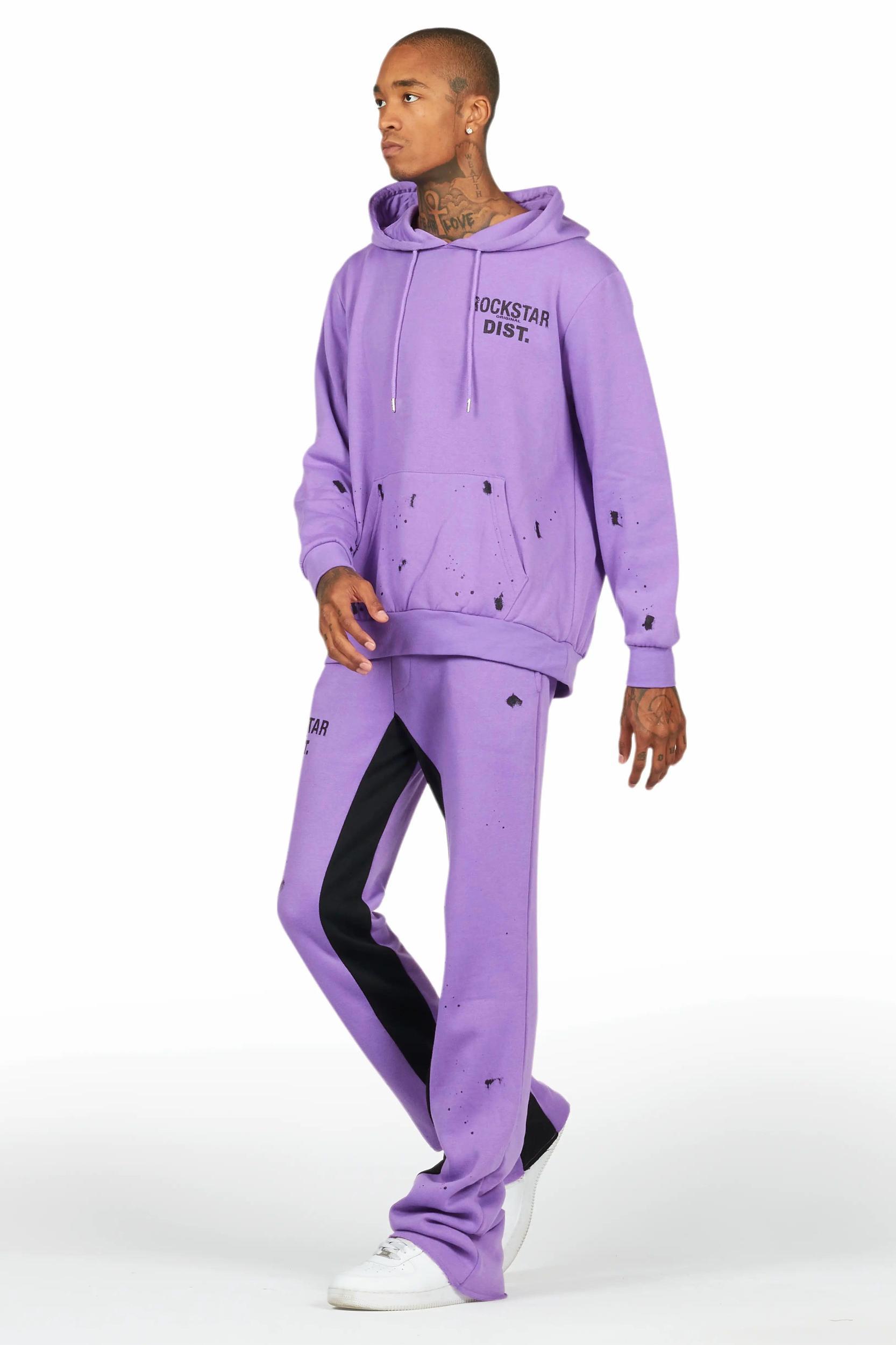 Raffer Purple Hoodie Baggy Fit Pant Track Set Male Product Image