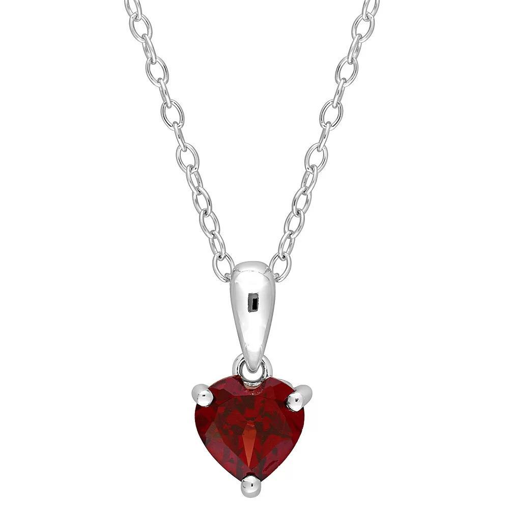 Stella Grace Sterling Silver & Gemstone Heart Stud Pendant Necklace, Womens Red Product Image