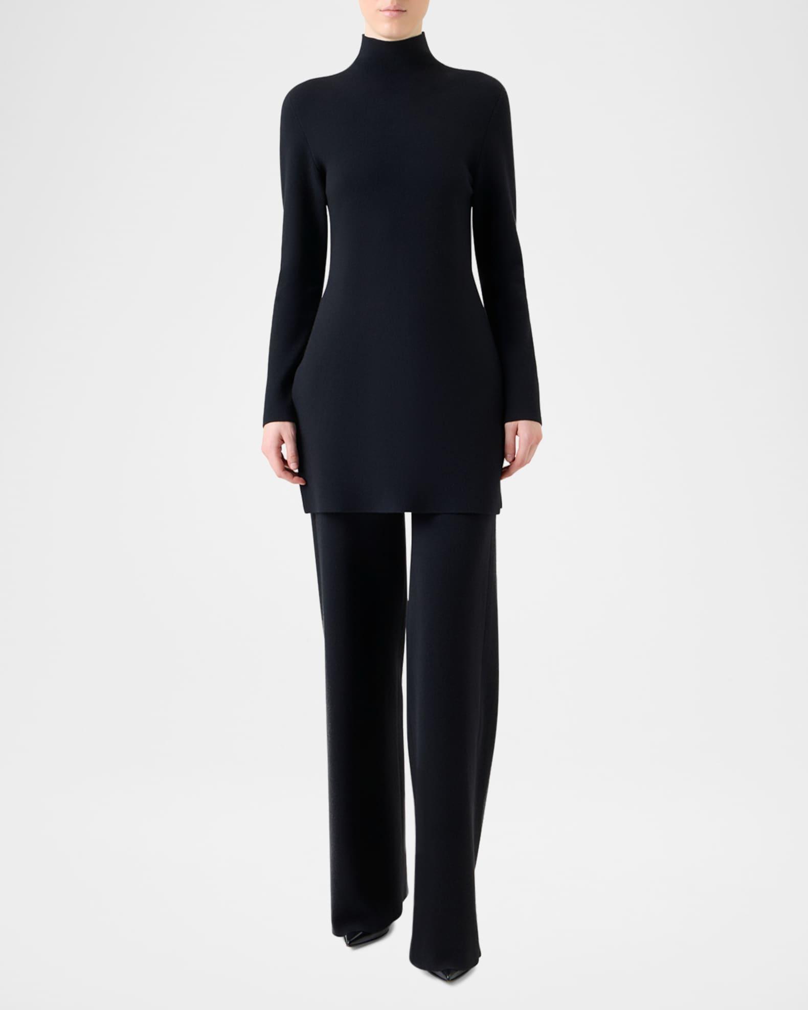 Turtleneck Cashmere-Silk Milano Knit Tunic Sweater Product Image