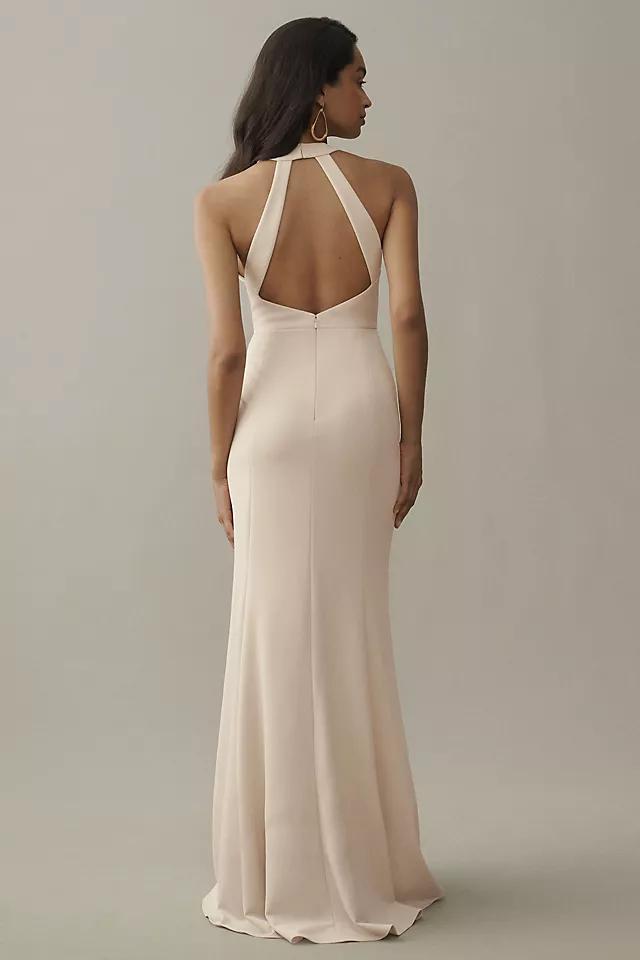 BHLDN Juliana High-Neck Side-Slit Stretch Crepe Maxi Dress Product Image