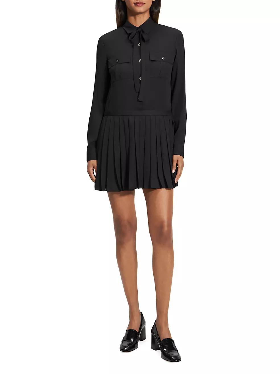 Button-Front Pleated Minidress Product Image