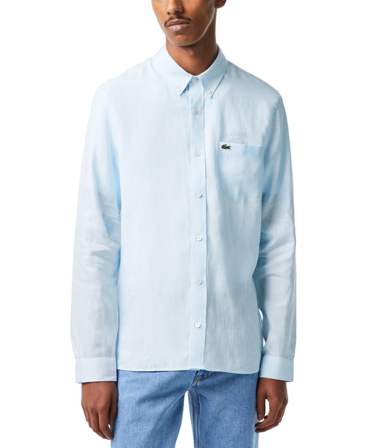 Lacoste Mens Regular-Fit Linen Shirt - Lt Product Image