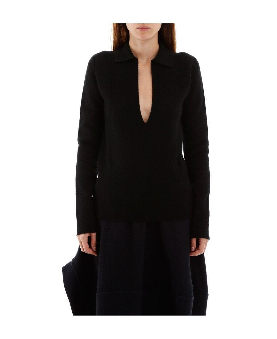 JIL SANDER V-neck Knitted Jumper In Nero Product Image