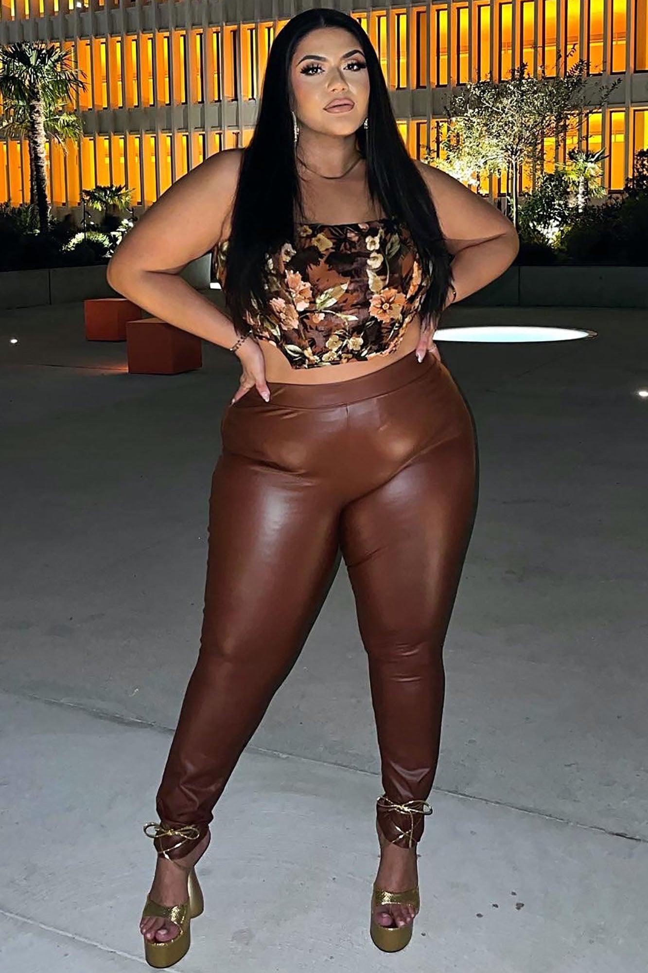 Liliana Faux Leather Leggings - Chocolate Product Image