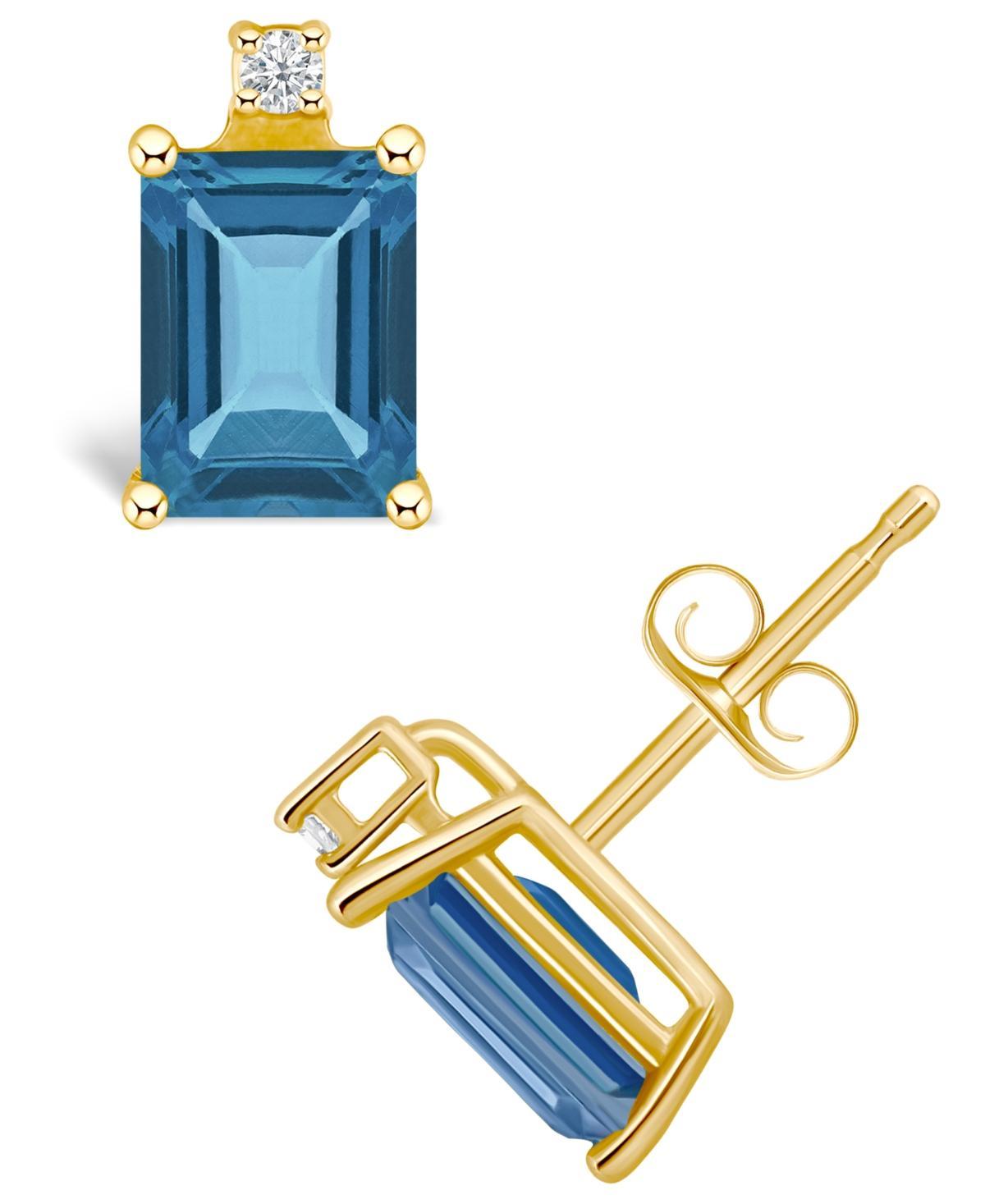 Celebration Gems 14k Gold Gemstone & Diamond Accent Stud Earrings, Women's, London Blue Topaz Product Image