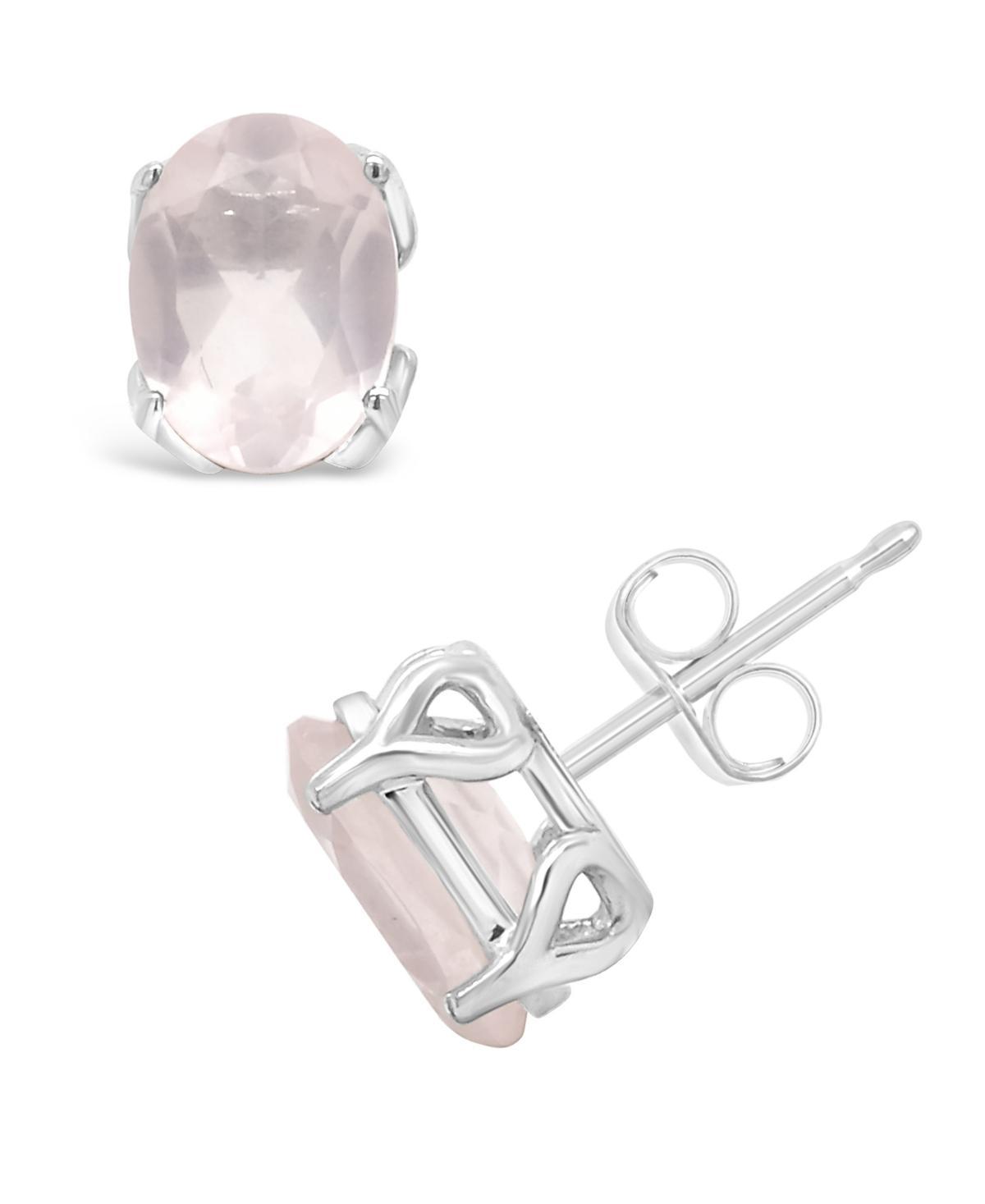 Alyson Layne Sterling Silver 6 mm Cushion Rose Quartz Stud Earrings, Womens Product Image
