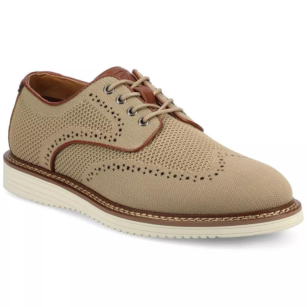 VANCE Whitaker Comfort Mens Flexible Casual Knit Wingtip Hybrid Dress Shoes Brown Product Image