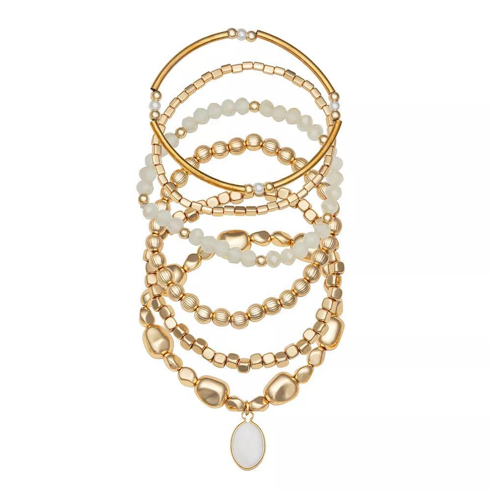 Emberly 6-Piece Gold Tone Beaded Bracelets Set, Women's, None Product Image