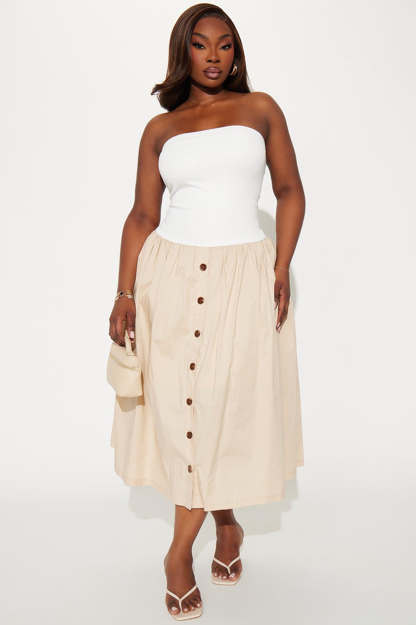 Isla Button Up Midi Dress - Khaki/combo Product Image