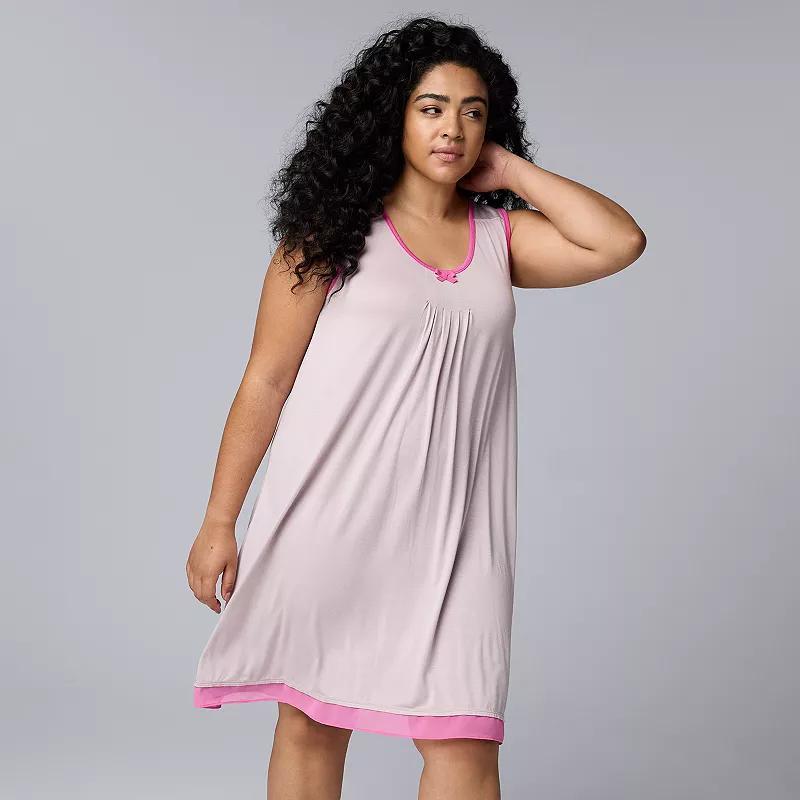 Plus Size Simply Vera Vera Wang Basic Luxury Chemise, Women's, Size: 3XL, Black Product Image