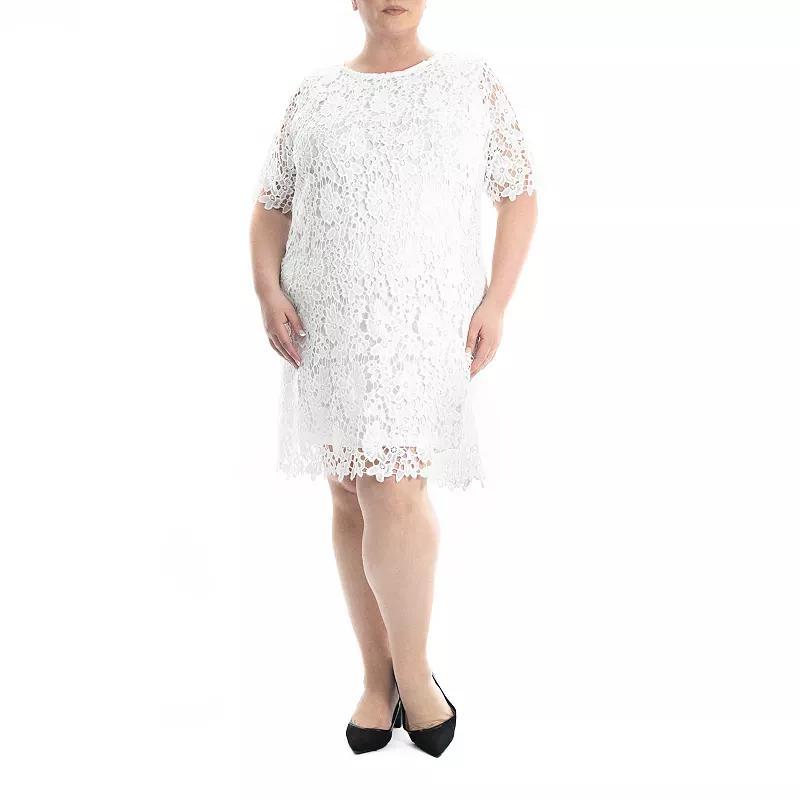 Plus Size Nina Leonard Lace Sheath Dress, Women's, Size: 3XL, Purple Product Image