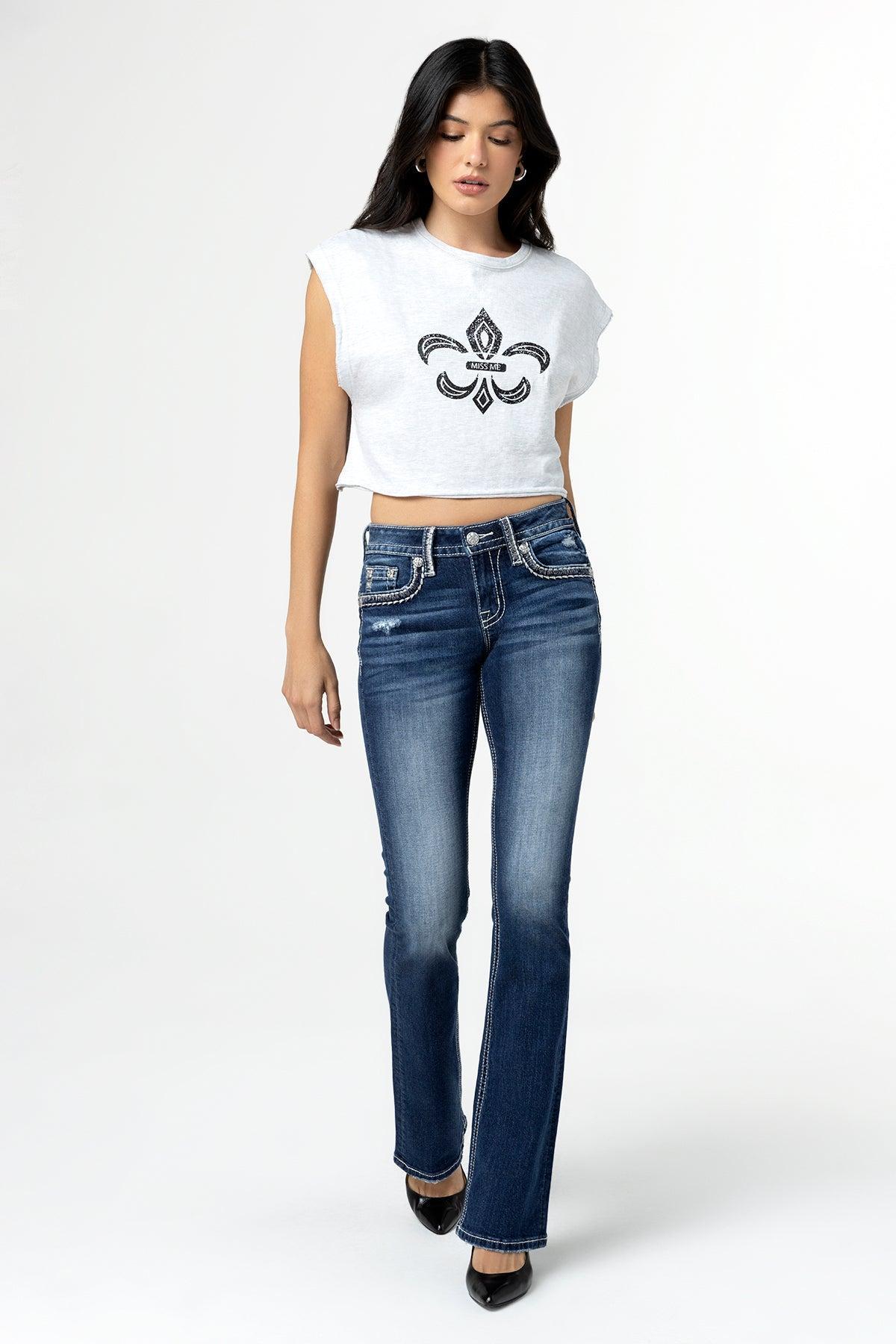 Nora Stitched Bootcut Jeans Product Image