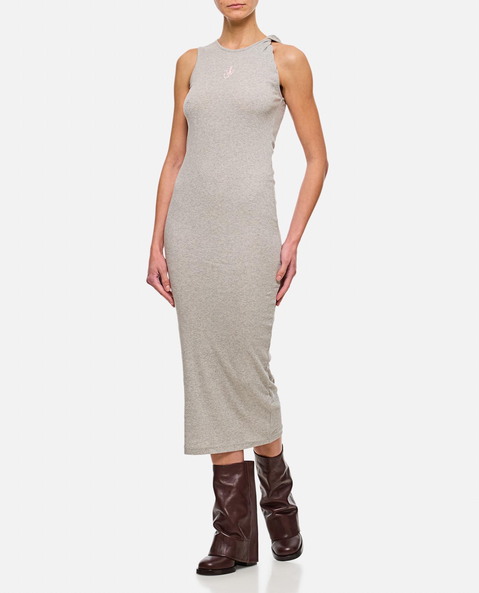 JW ANDERSON Anchor Embroidery Twisted Strap Dress In Grey Product Image