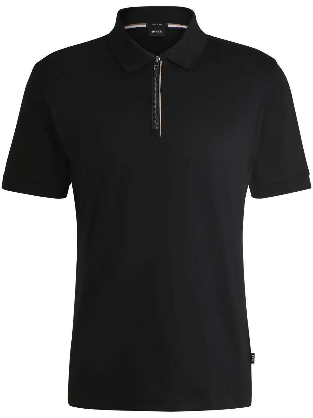 HUGO BOSS Zip-fastening Polo Shirt In Black Product Image