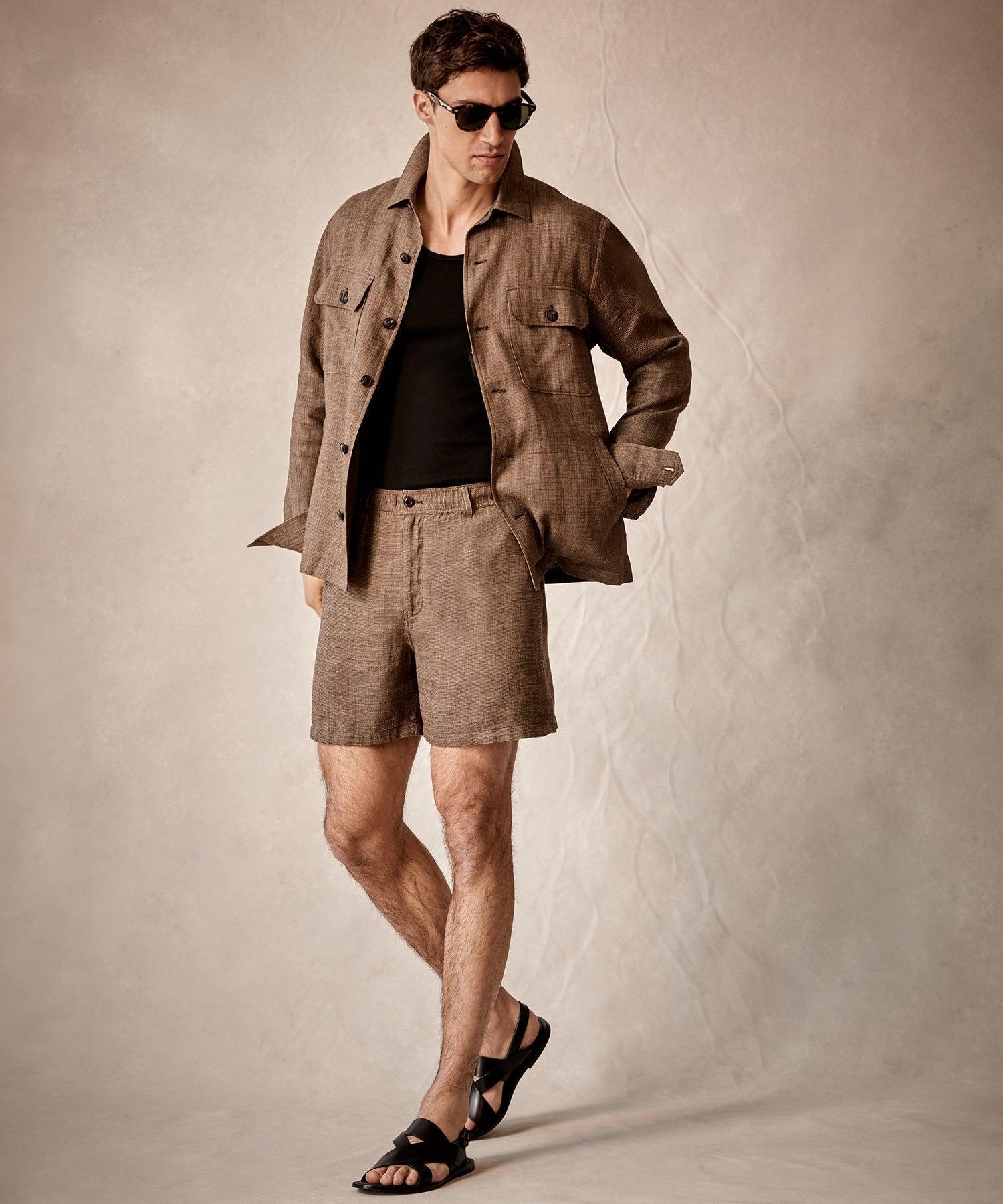 Textured Tailored Shirt Jacket in Brown Product Image
