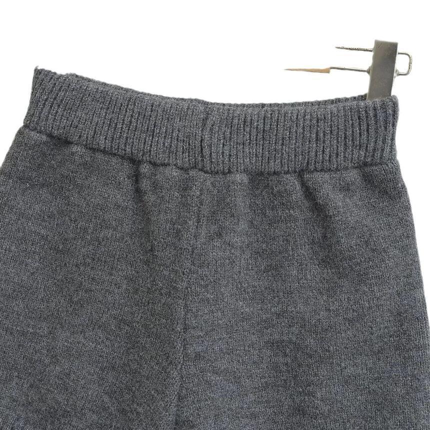 High Waist Plain Knit Shorts Product Image