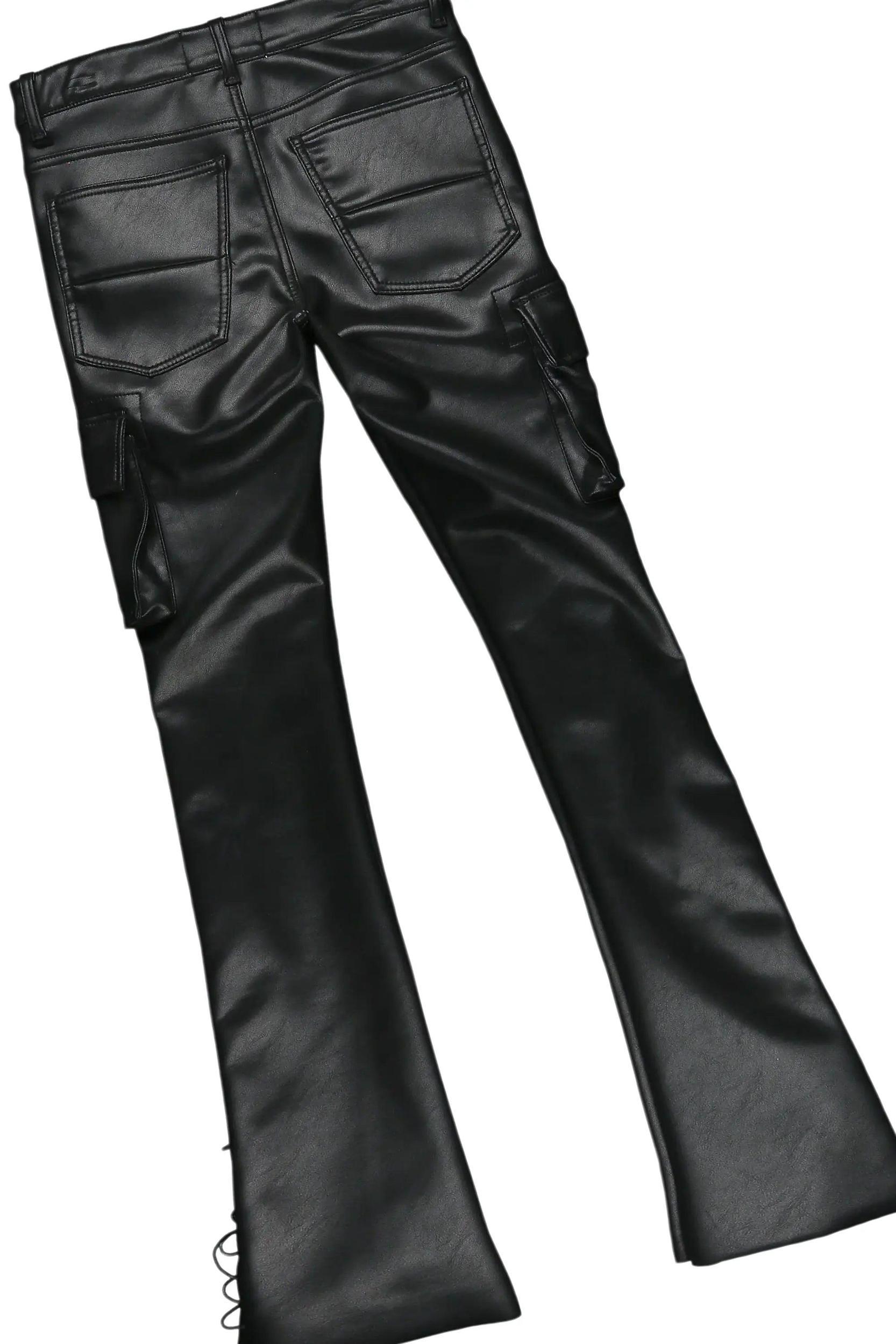 Banyan Black Long Sleeve T-Shirt & Honor Stacked Flare PU Jean Bundle Male Product Image