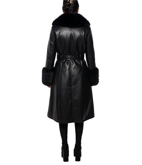 Azalea Wang Kaya Faux Fur Oversize Shawl Collar Belted Trench Coat Product Image