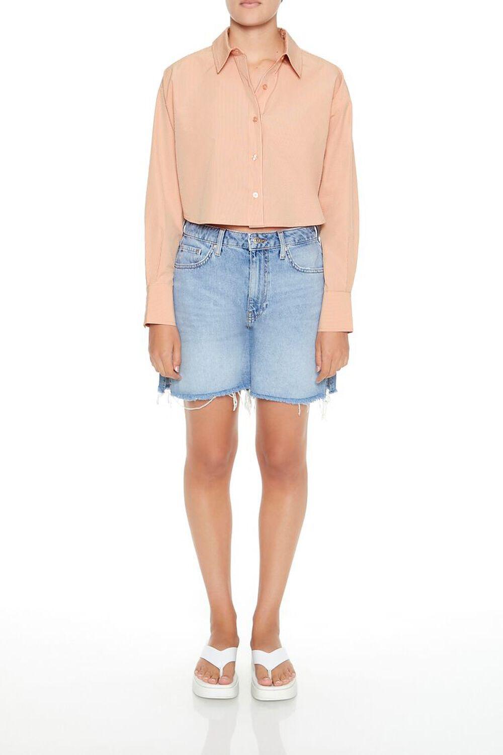 Cropped Pinstripe Shirt | Forever 21 Product Image