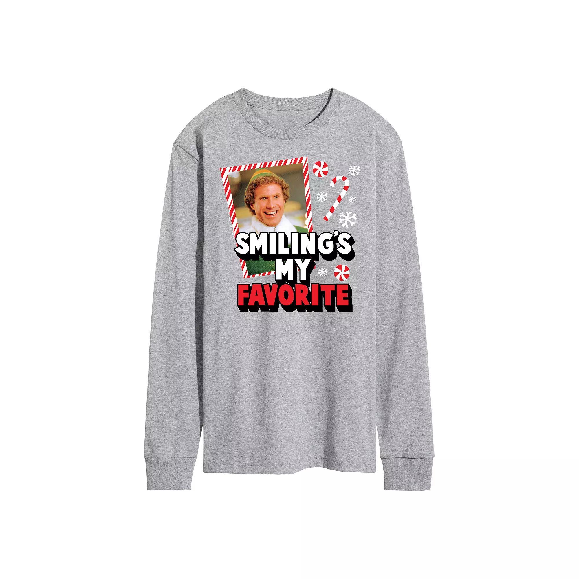 Men's Elf Smiling My Favorite Long Sleeve Tee, Size: Small, Gray Product Image