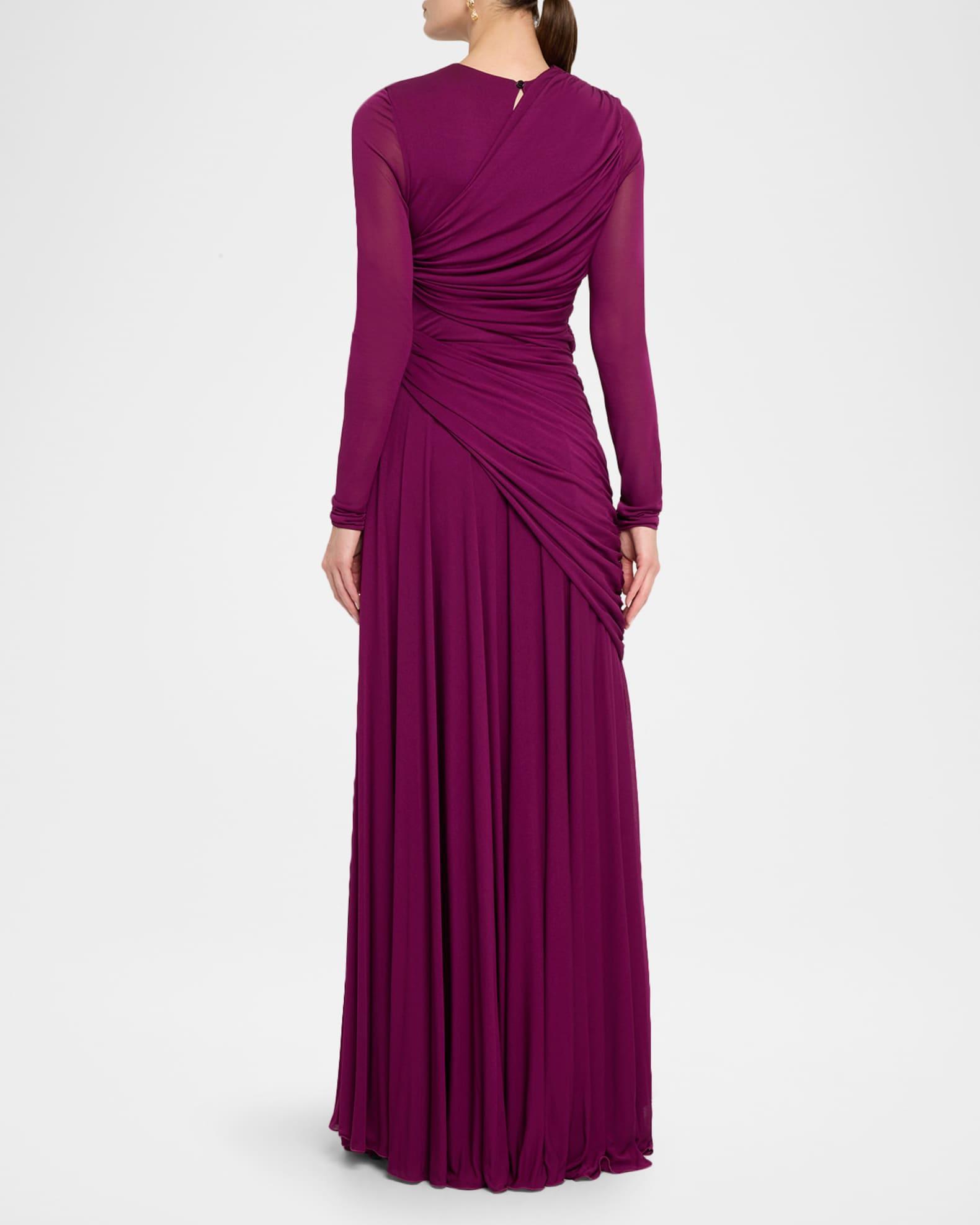 Knot Draped Jersey Long-Sleeve Maxi Dress Product Image