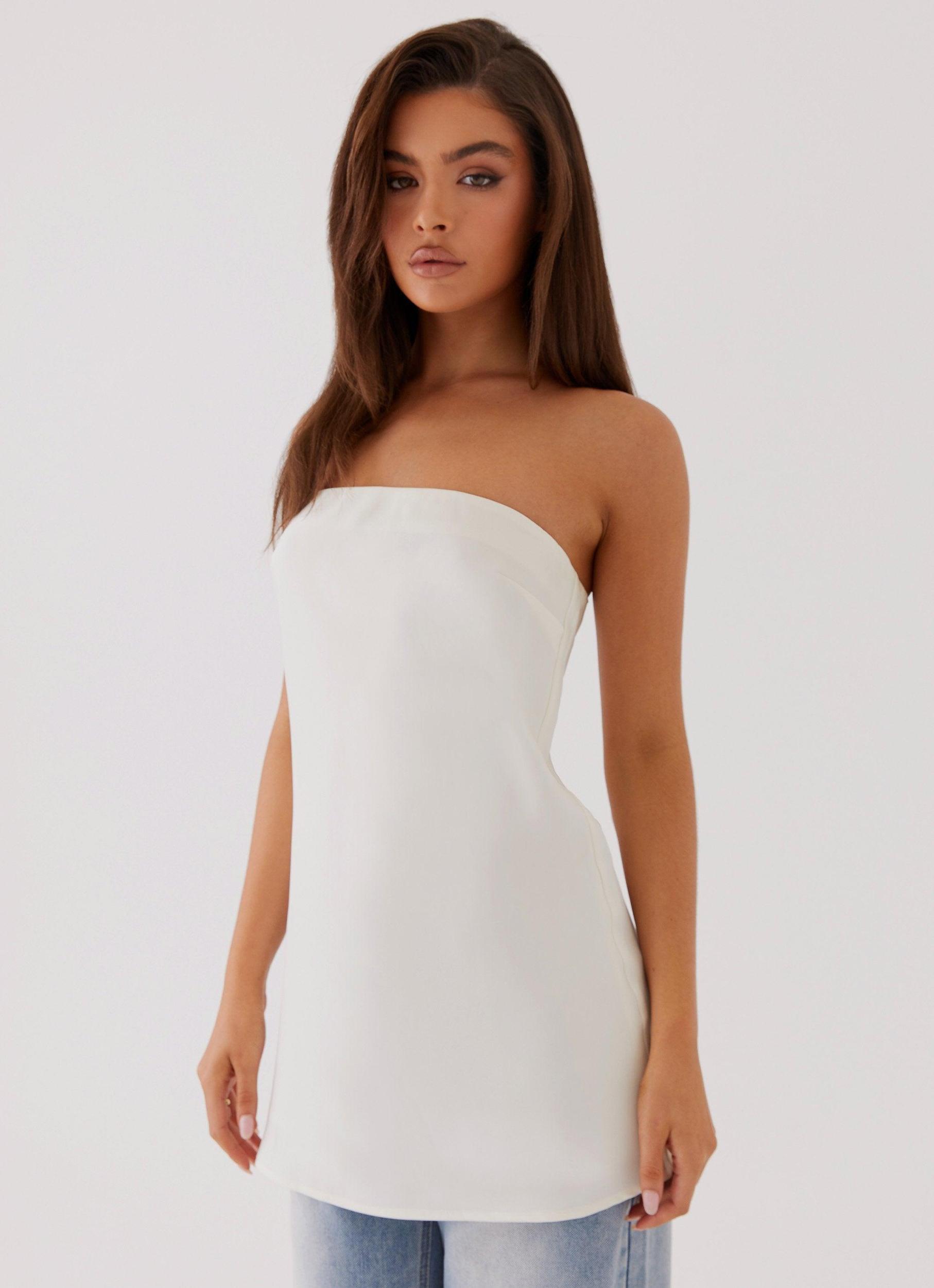 Zoey Satin Tube Top - Pearl Product Image