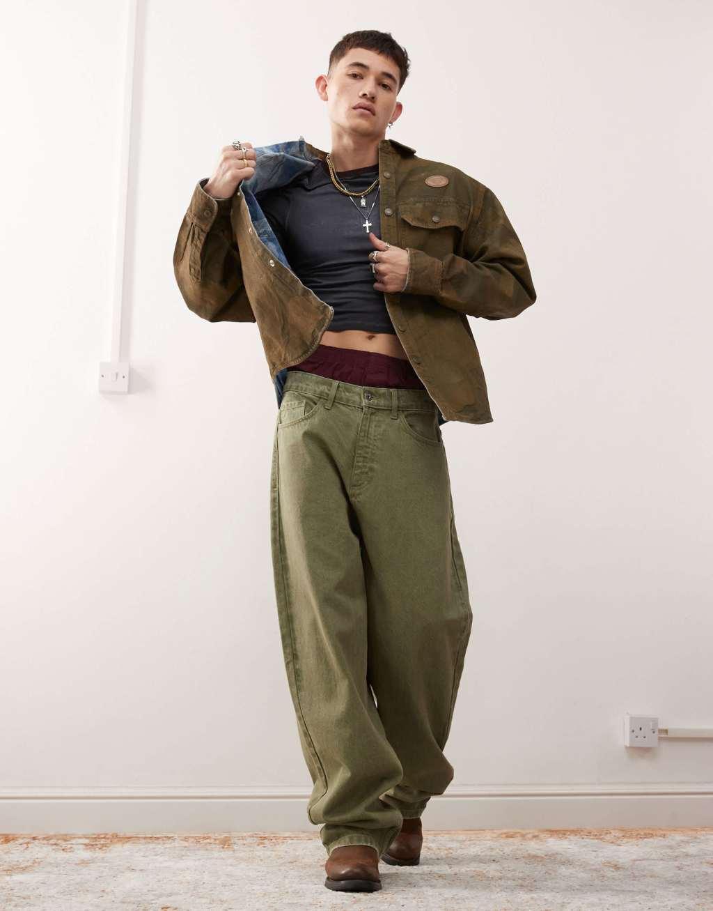 AAPE By A Bathing Ape long sleeve shacket in brown Product Image