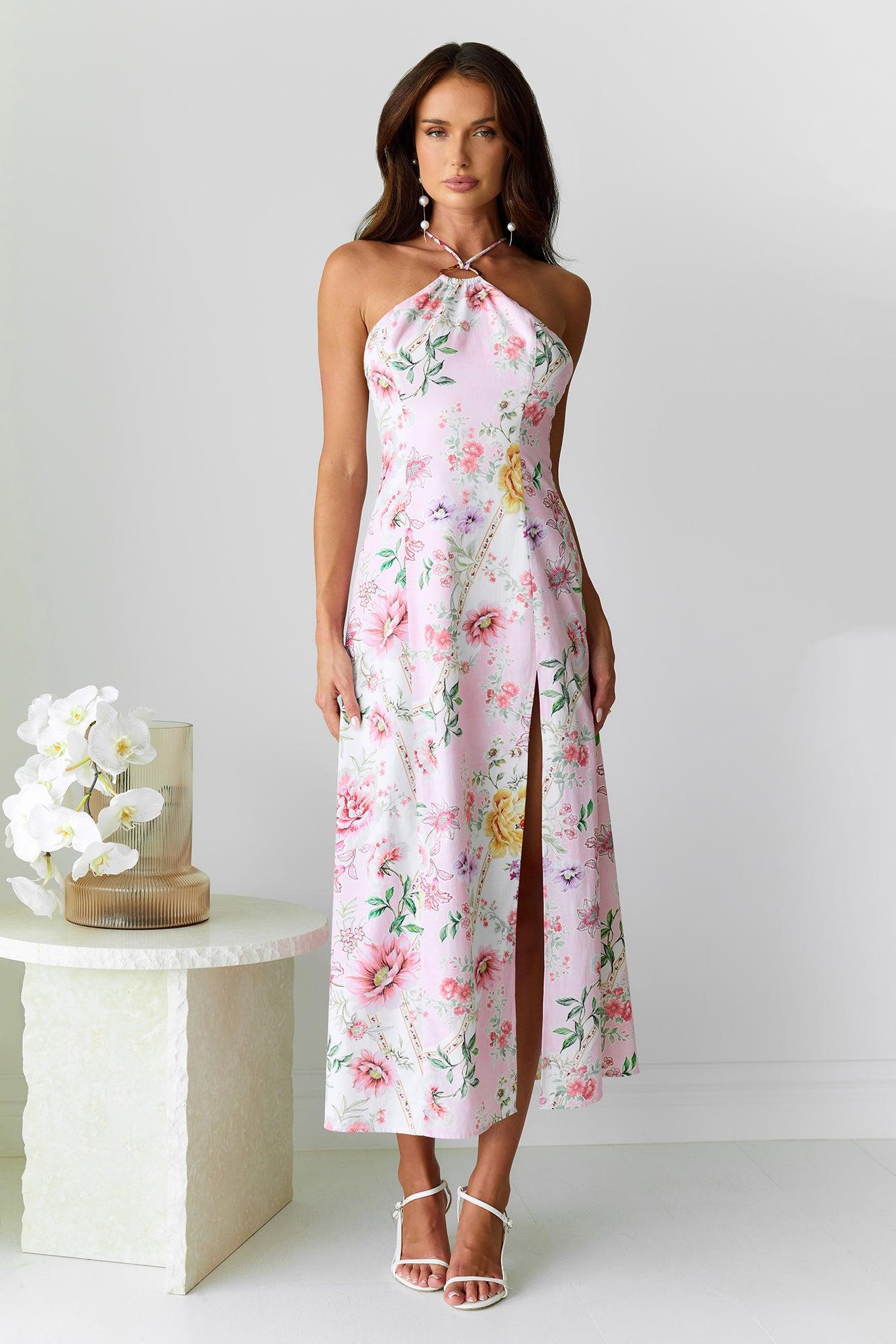 Sunset Dahlia Midi Dress Floral Product Image